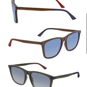 Gucci Brown Frame Sunglasses with Blue Lenses